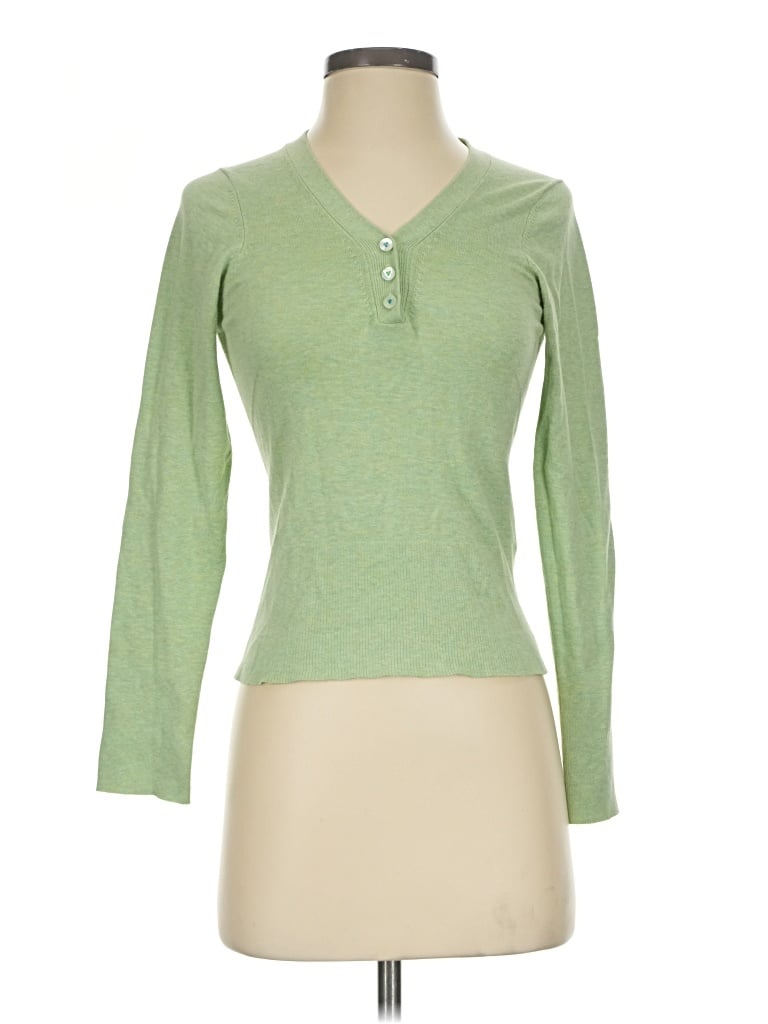 Pre-owned Whistles Long Sleeve Henley Shirt In Green