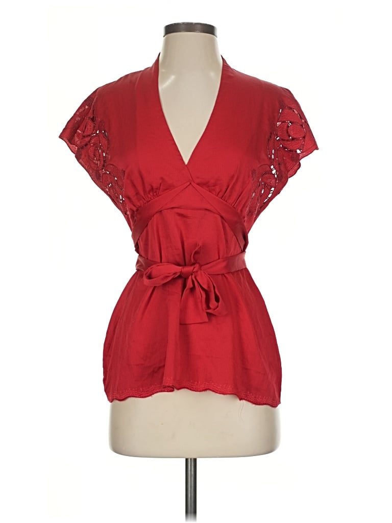 Pre-owned Bcbgmaxazria Short Sleeve Blouse In Red