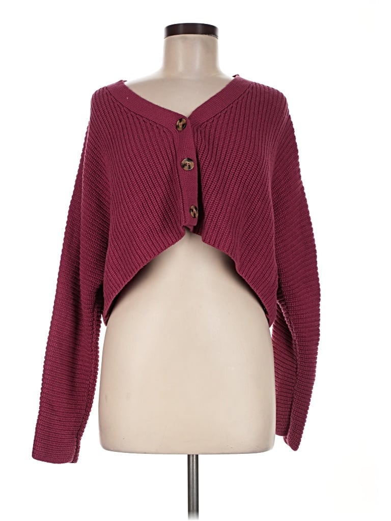 Pre-owned Forever 21 Cardigan Sweater In Burgundy