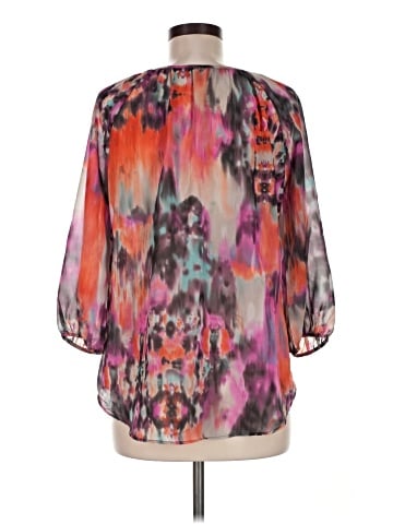 Black Saks Fifth Avenue 3/4 Sleeve Blouse (view 2)