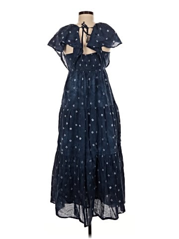 Madewell Tie-Back Tiered Midi Dress in Shibori (view 2)