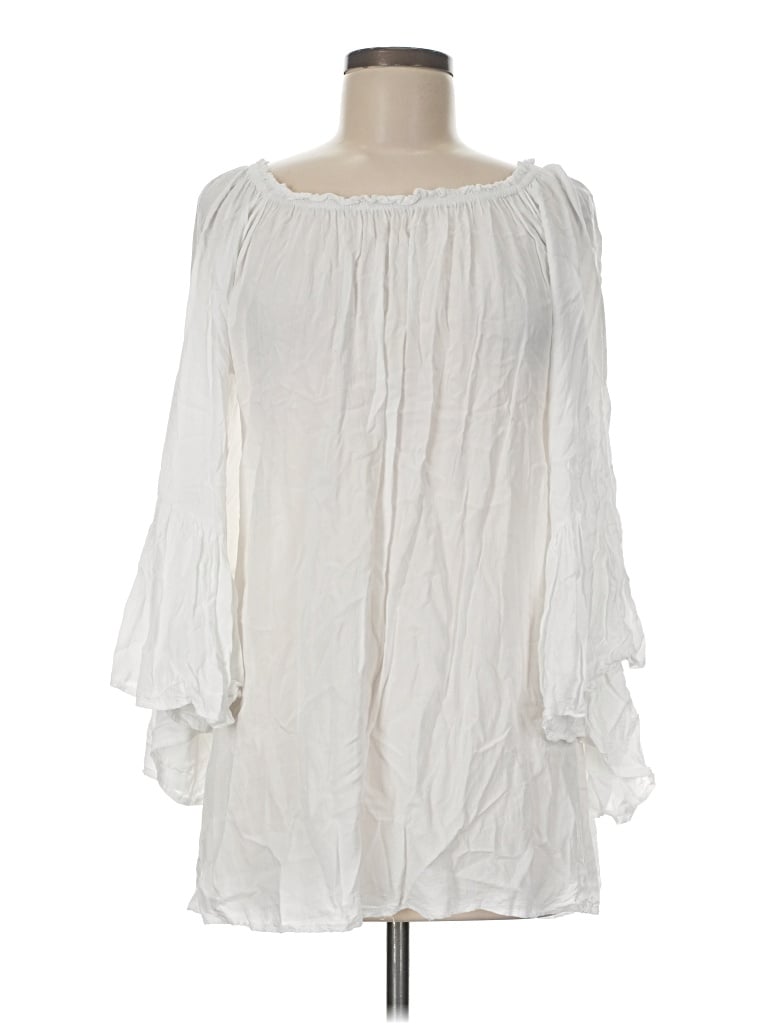 Pre-owned Elan 3/4 Sleeve Blouse In Ivory