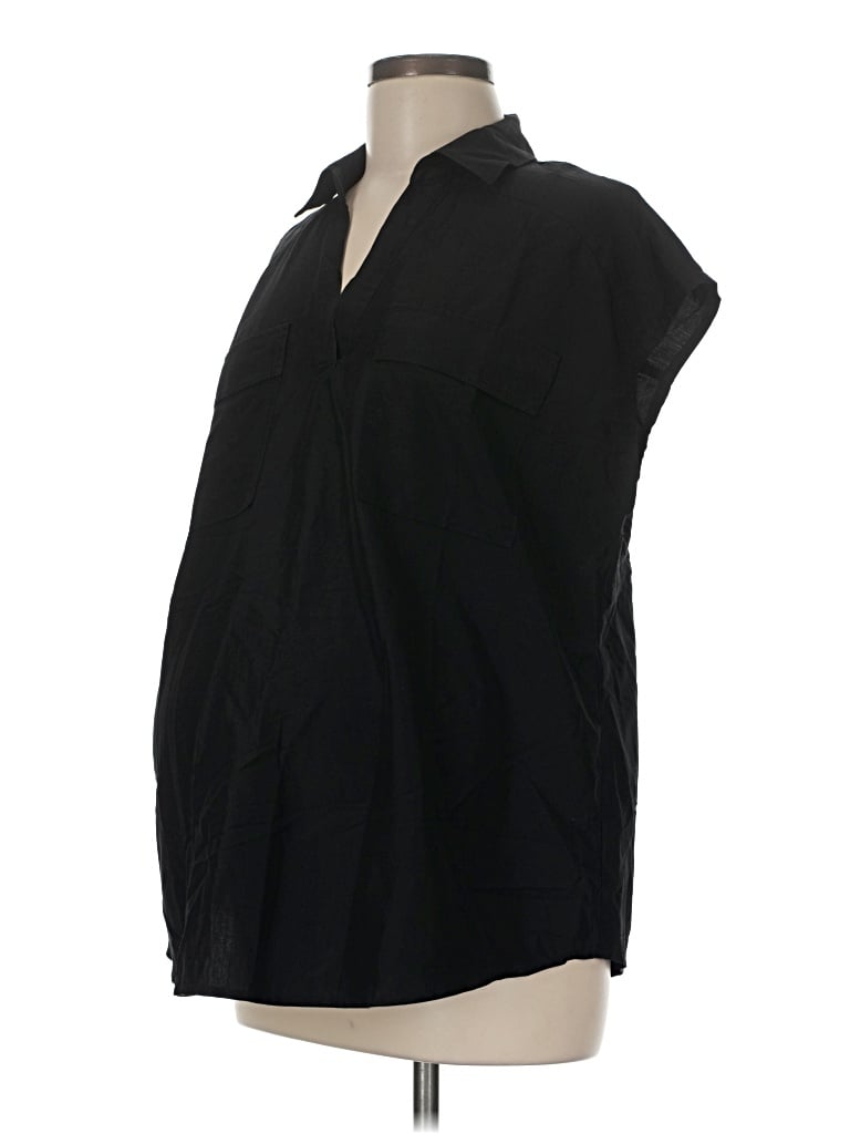 Pre-owned Old Navy - Maternity 3/4 Sleeve Button Down Shirt In Black