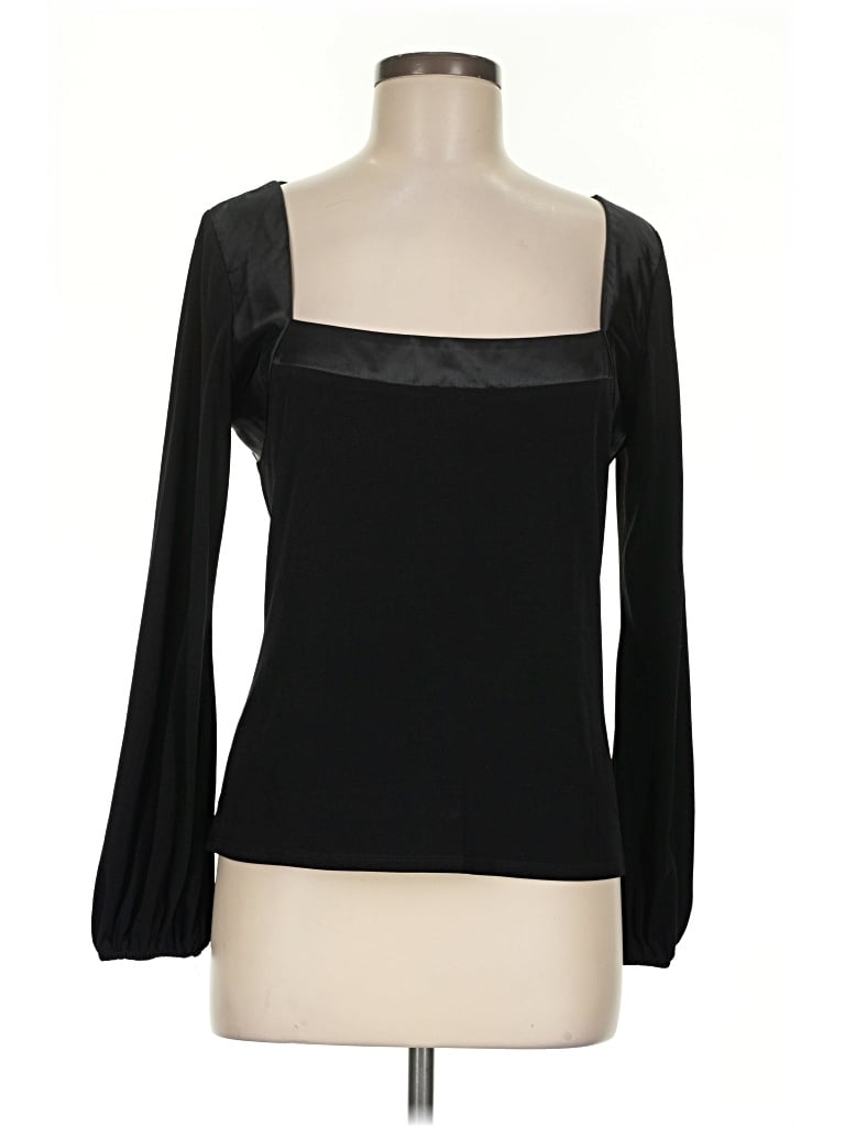 Pre-owned Alexia Admor Long Sleeve Top Black Square Neckline Tops