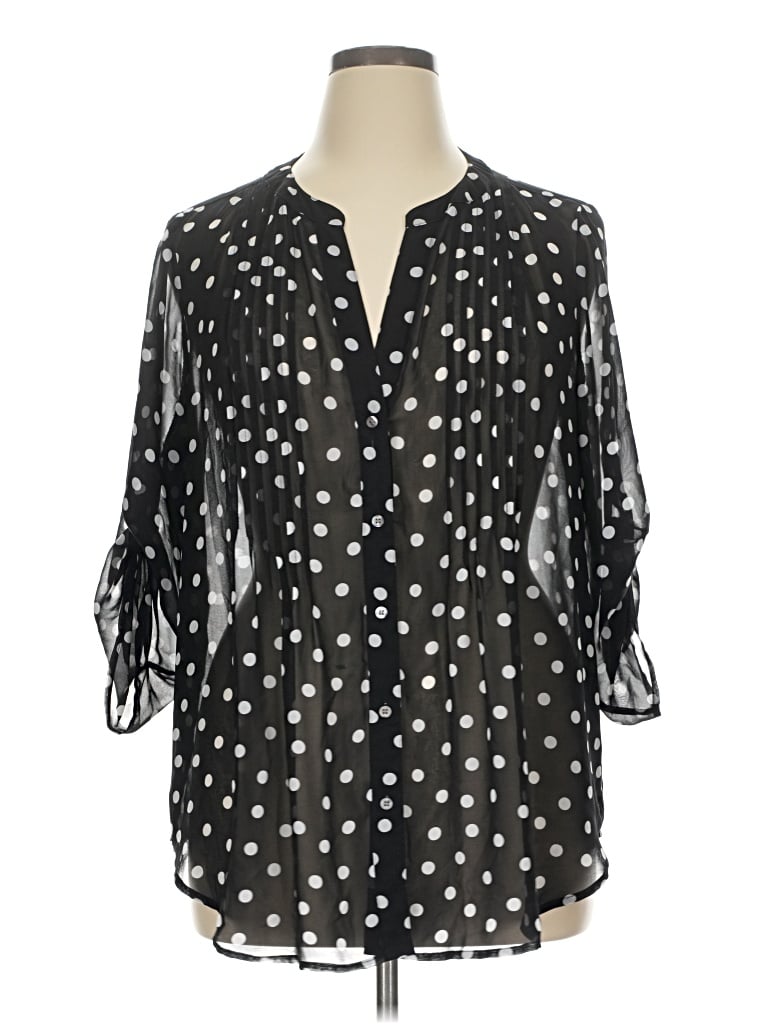 Pre-owned Chaus 3/4 Sleeve Blouse In Black