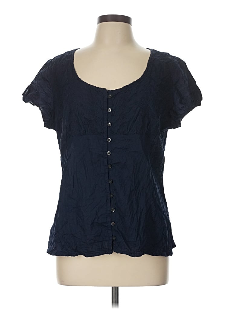 Pre-owned Eddie Bauer Short Sleeve Blouse In Blue