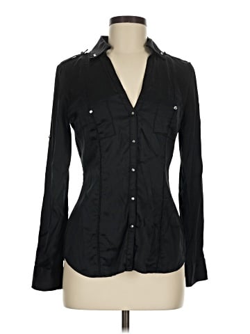 White House Black Market Long Sleeve Silk Top (view 1)