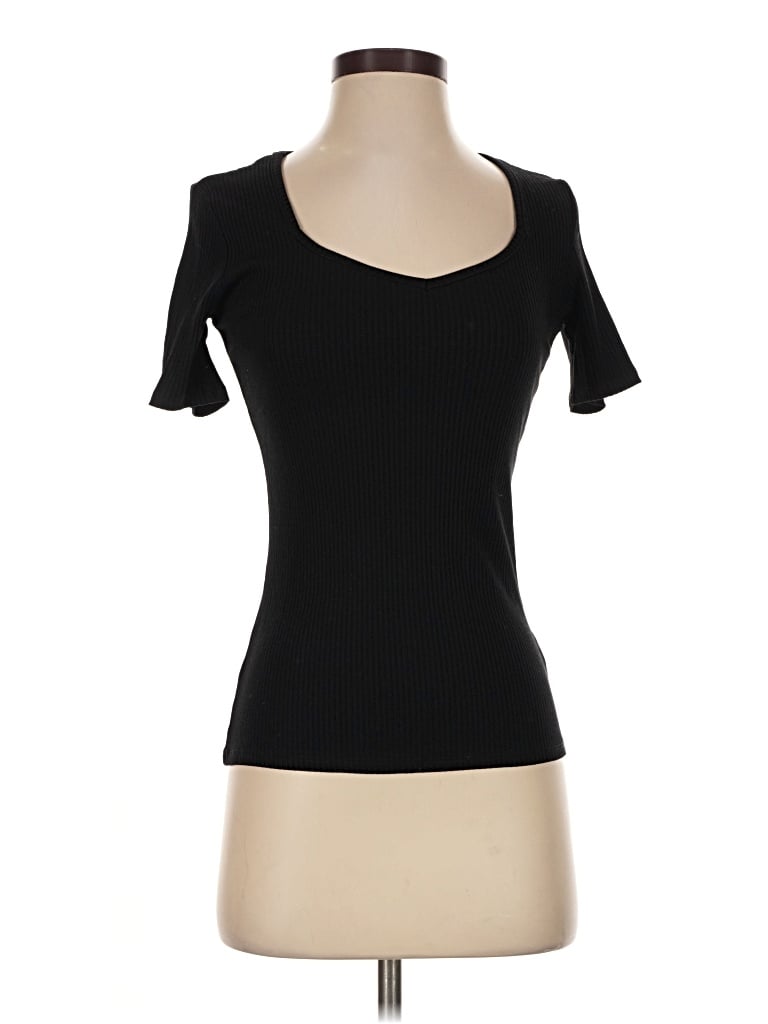 Pre-owned Amour Vert Short Sleeve Top Black Sweetheart Neckline Tops