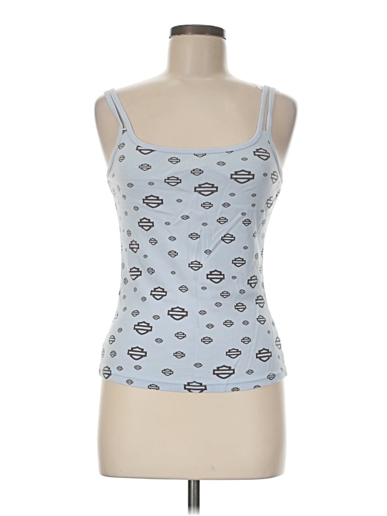 Pre-owned Harley Davidson Tank Top Blue Strapless Neckline Tops