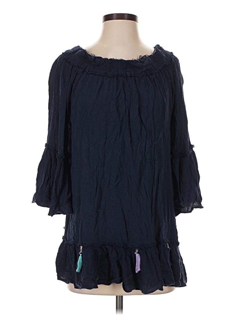 Pre-owned Surf Gypsy 3/4 Sleeve Blouse In Blue