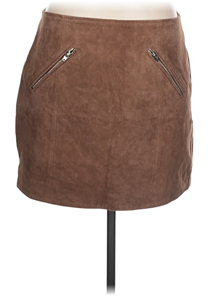 Pre-owned Blanknyc Blank Nyc Leather Skirt In Brown
