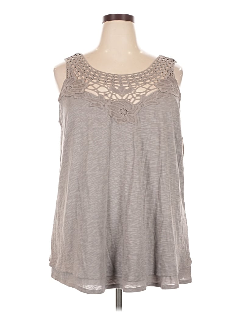 Caslon Sleeveless Top Gray Keyhole Neckline Tops