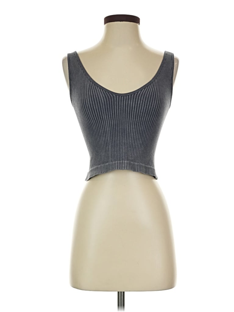 Pre-owned Aura Tank Top Gray Strapless Neckline Tops