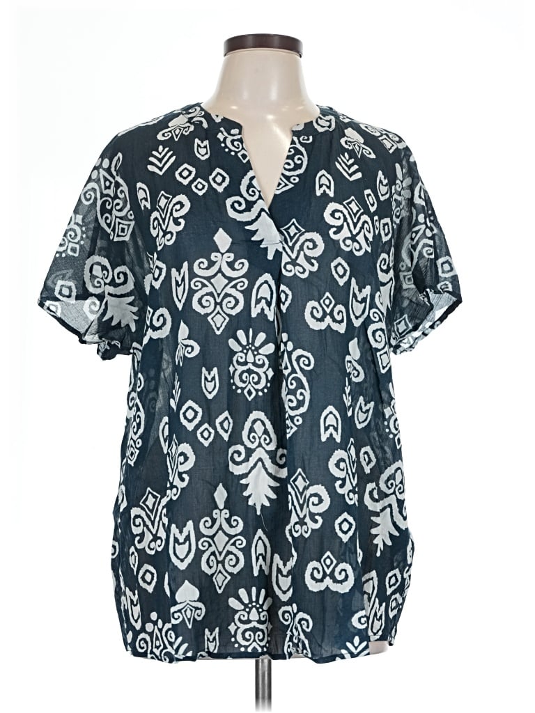 Pre-owned Ulla Popken Short Sleeve Blouse In Blue