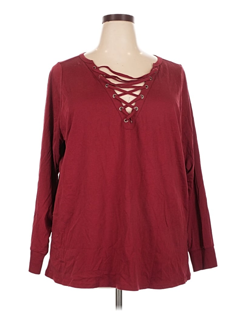 Torrid 3/4 Sleeve T-shirt In Burgundy