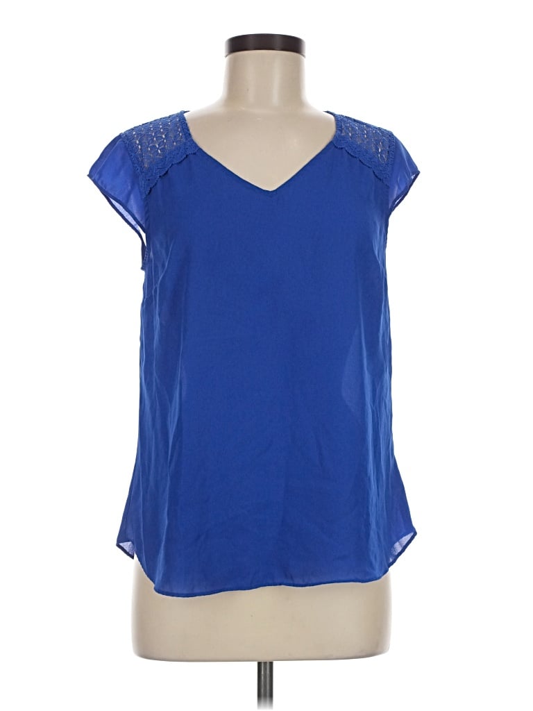 Pre-owned Fortune + Ivy Short Sleeve Blouse In Blue