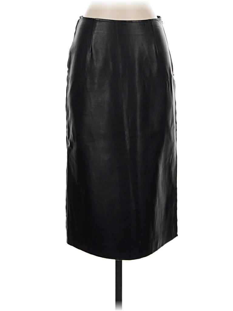 Pre-owned Joa Faux Leather Skirt In Black