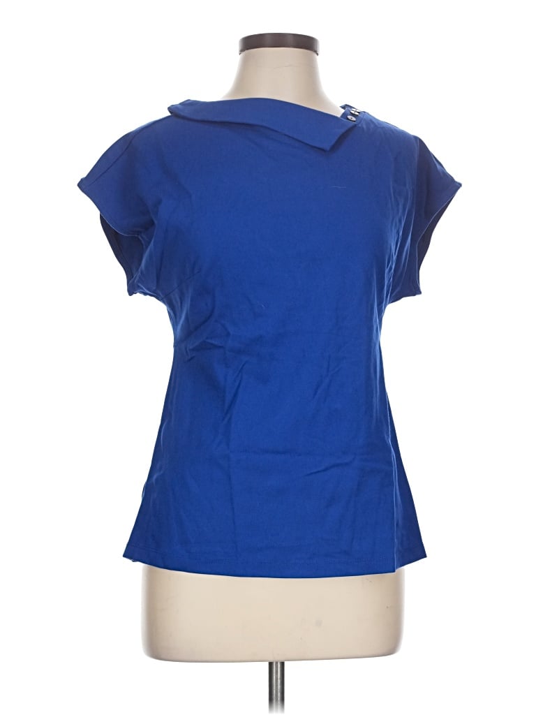 Pre-owned Betabrand Short Sleeve Turtleneck In Blue