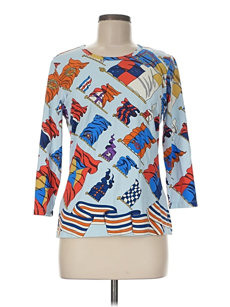 Pre-owned J. Mclaughlin 3/4 Sleeve T-shirt In Blue