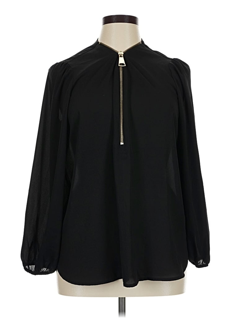 Pre-owned Premise Studio Long Sleeve Blouse In Black