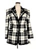 Laurel 100% Wool Plaid Black Ivory Wool Blazer Size EU 42 / US 12 - photo 1