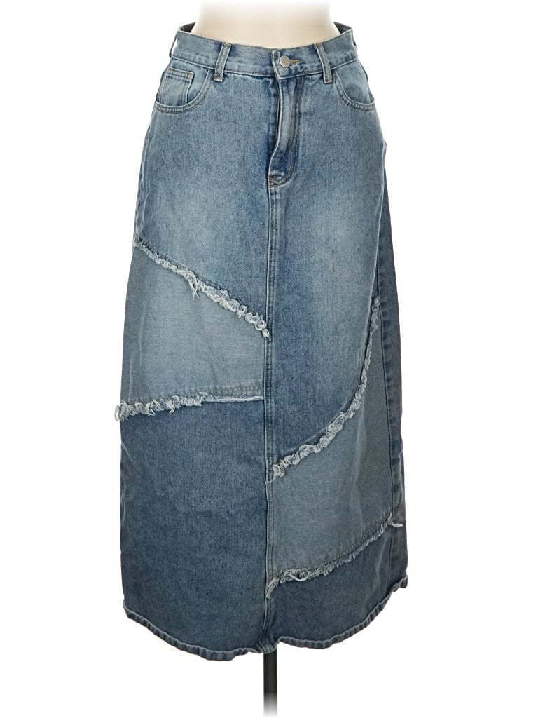 Pre-owned Cider Denim Skirt In Blue