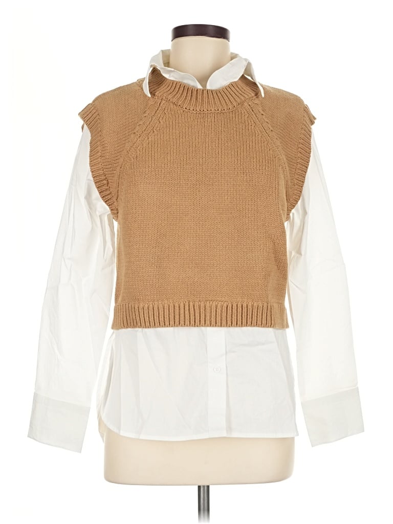 Pre-owned Kenneth Cole New York Sweater Vest In Tan