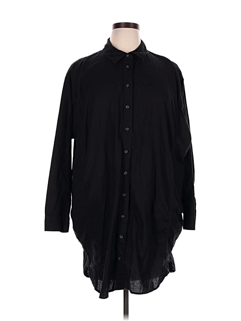 Pre-owned Universal Thread 3/4 Sleeve Button Down Shirt In Black