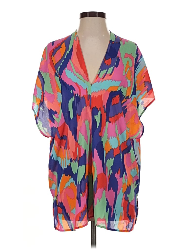 Pre-owned Adrienne Short Sleeve Blouse In Orange
