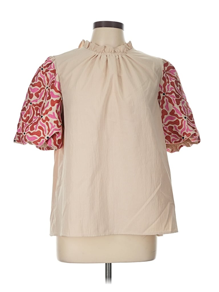 Pre-owned Entro Short Sleeve Blouse In Ivory