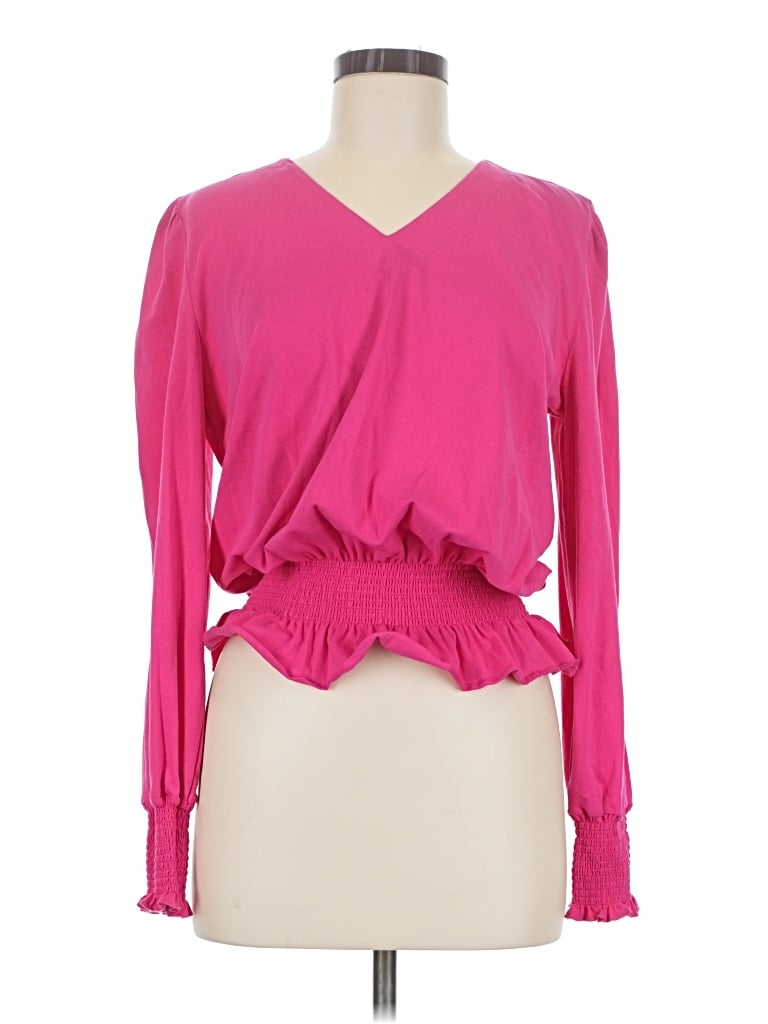 Pre-owned Duffield Lane Long Sleeve Blouse In Pink
