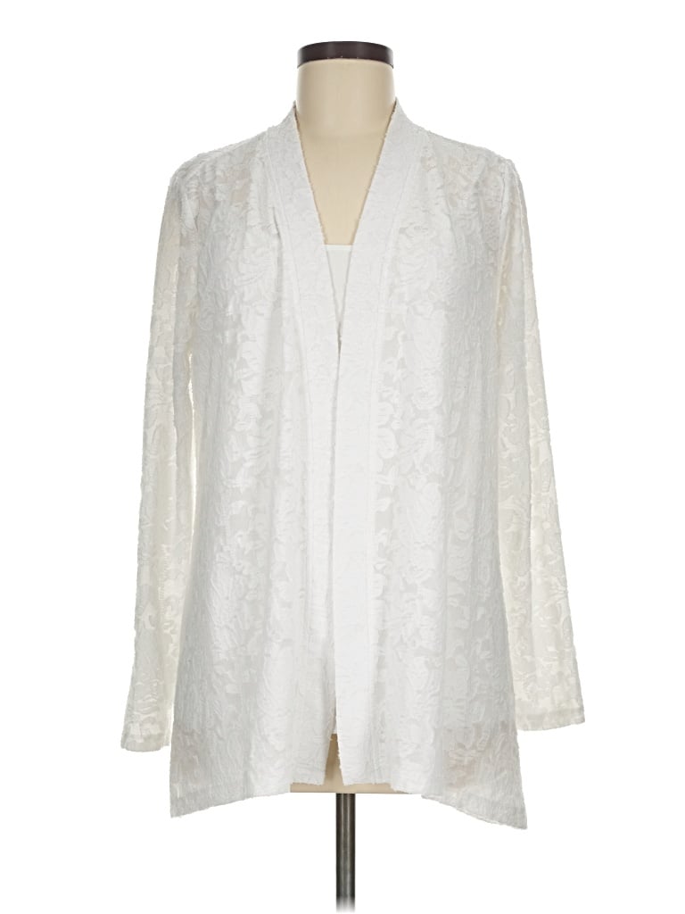 Pre-owned Susan Graver Cardigan Sweater In Ivory