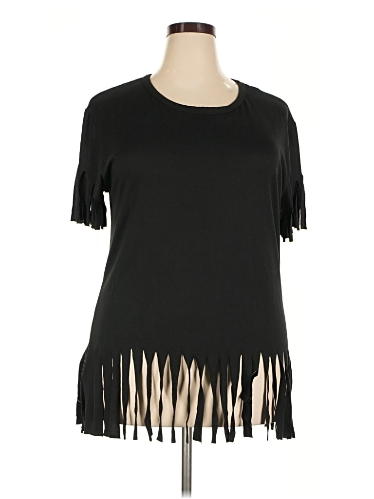 Pre-owned Love Short Sleeve Top Black Cold Shoulder Neckline Tops