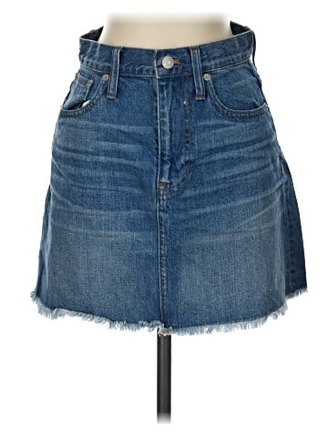 Madewell Rigid Denim A-Line Mini Skirt in Leandra Wash: Fluffy Hem Edition (view 1)