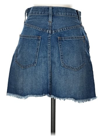 Madewell Rigid Denim A-Line Mini Skirt in Leandra Wash: Fluffy Hem Edition (view 2)