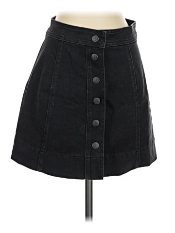 Madewell Metropolis Snap Jean Skirt in Rawley Black (view 1)