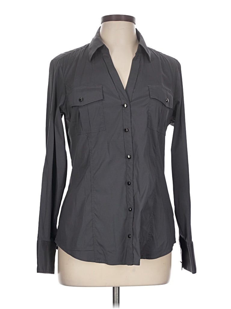 Pre-owned Express Design Studio Long Sleeve Blouse In Gray