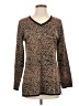 misook 100% Acrylic Animal Print Black Brown Pullover Sweater Size S - photo 1