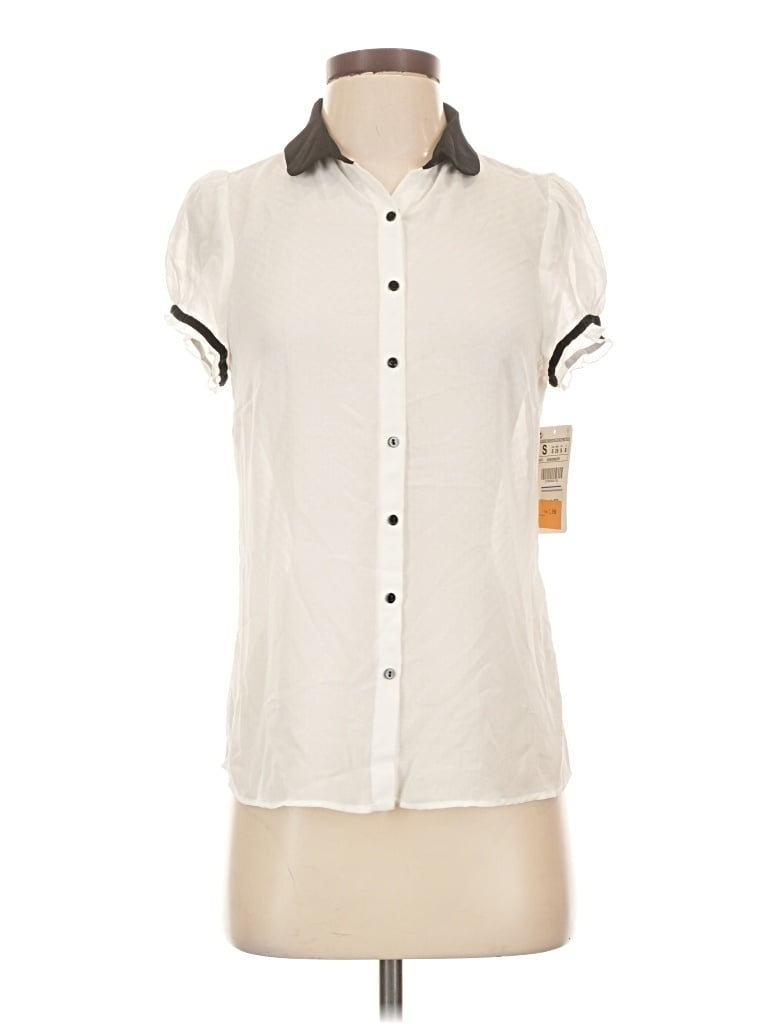 Pre-owned Zara Basic Short Sleeve Blouse In Ivory