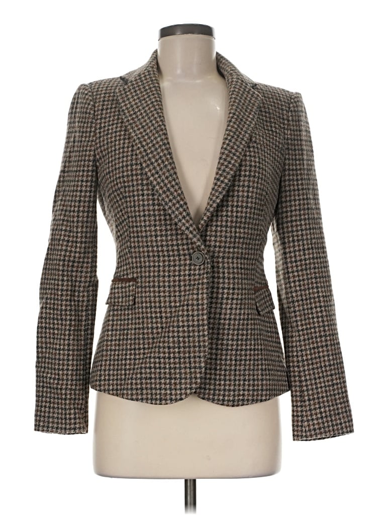 Pre-owned Zara Basic Wool Blazer Jacket In Brown