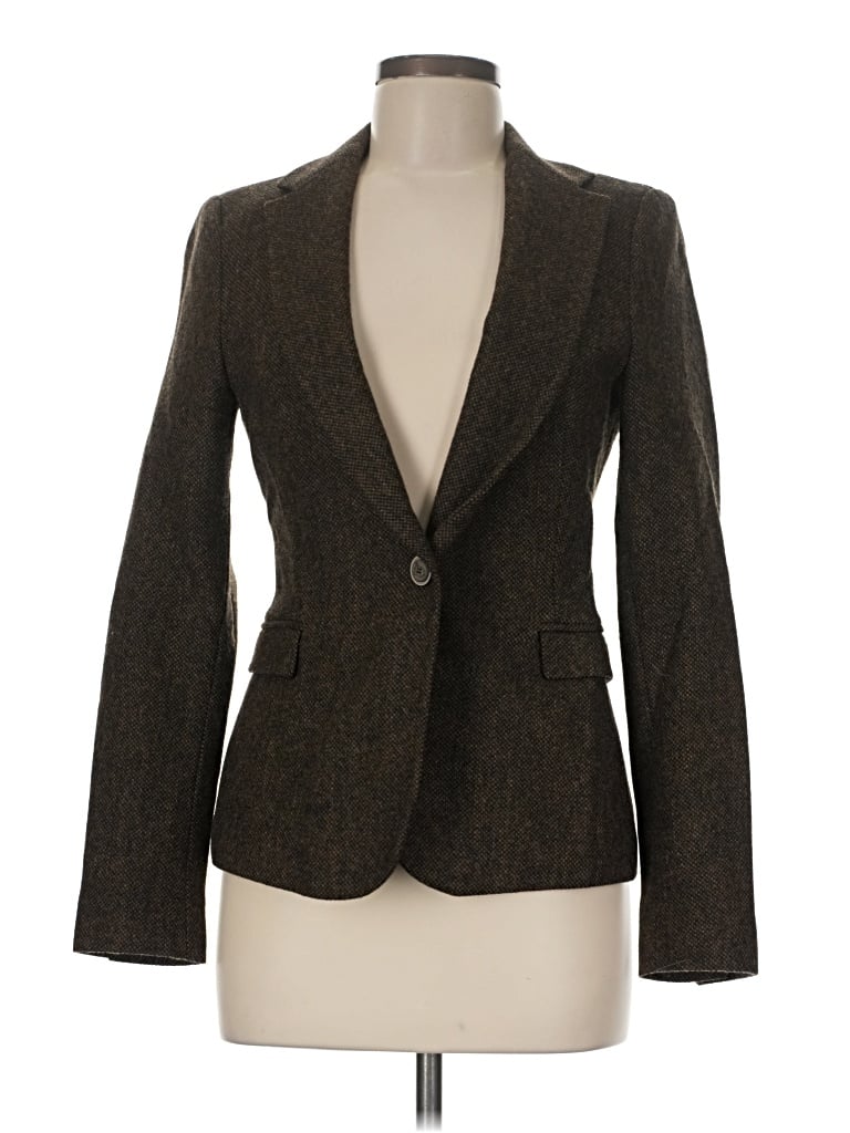 Pre-owned Zara Basic Wool Blazer Jacket In Brown