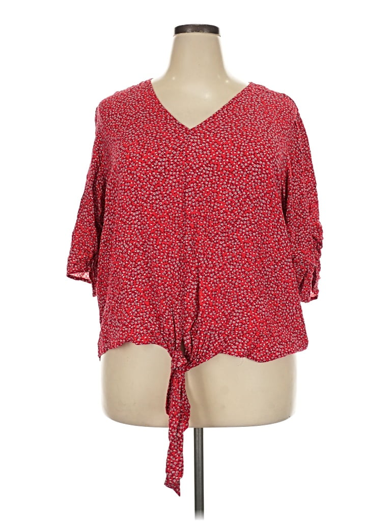 Pre-owned 1.state 3/4 Sleeve Blouse In Red