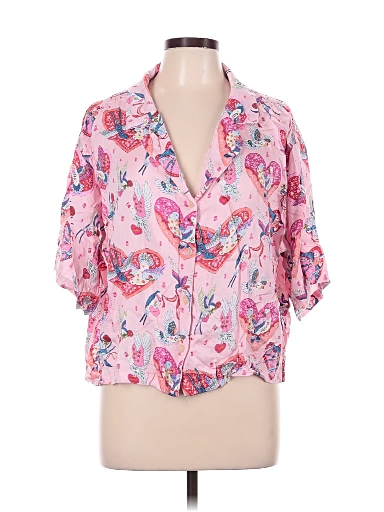 Pre-owned Printfresh 3/4 Sleeve Blouse In Pink
