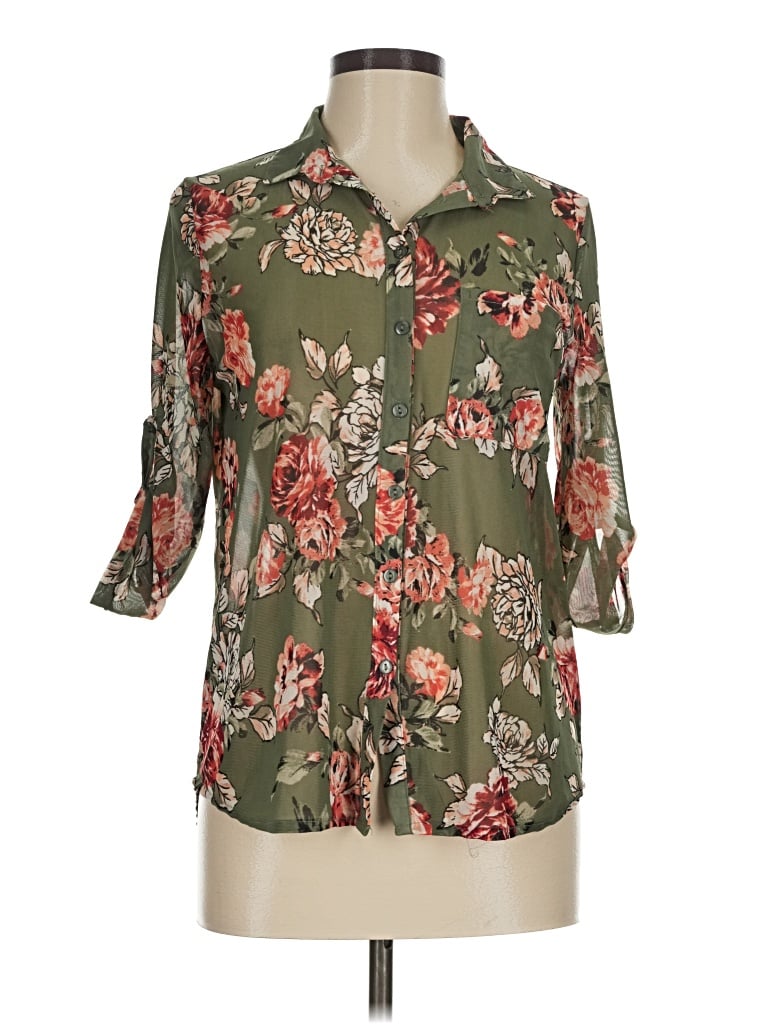 Pre-owned Eden & Olivia 3/4 Sleeve Blouse In Green