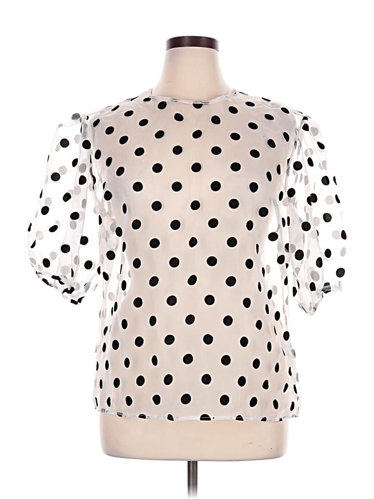 Pre-owned Ny & C Short Sleeve Blouse In Ivory