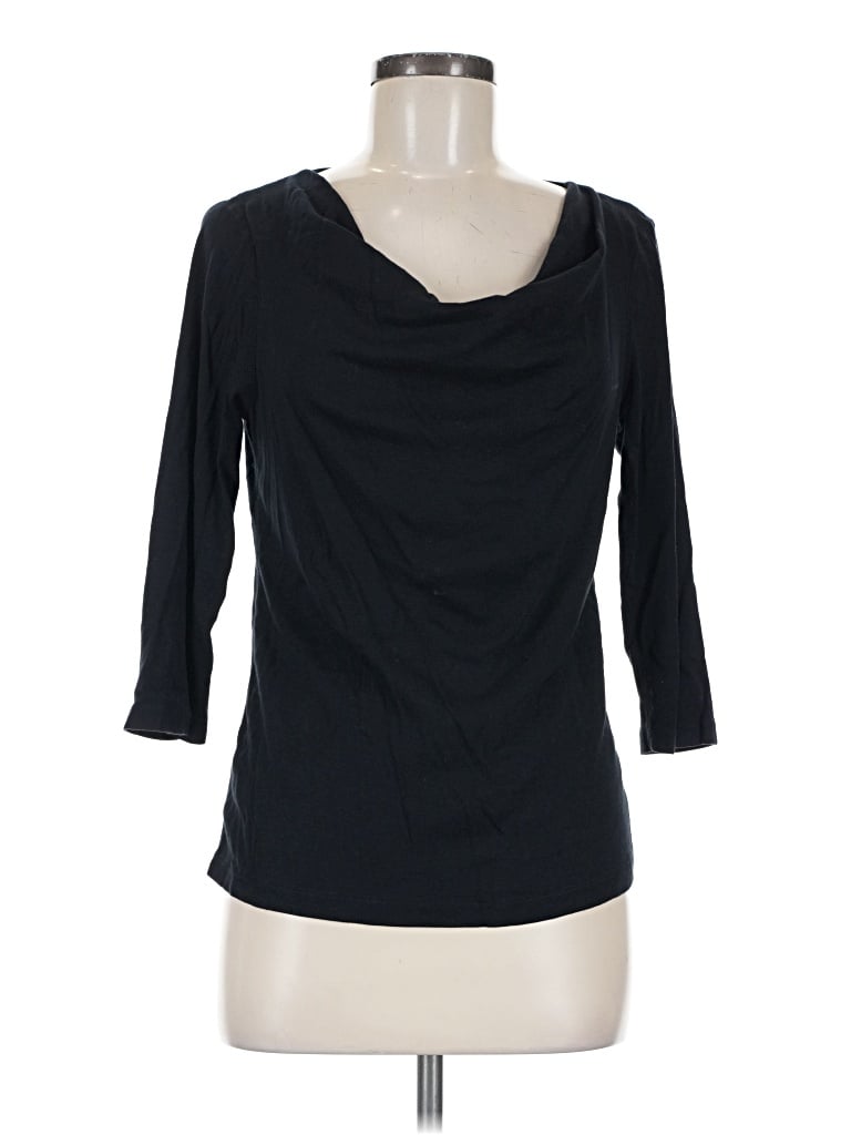 Pre-owned Three Dots 3/4 Sleeve Top Black Cowl Neck Tops