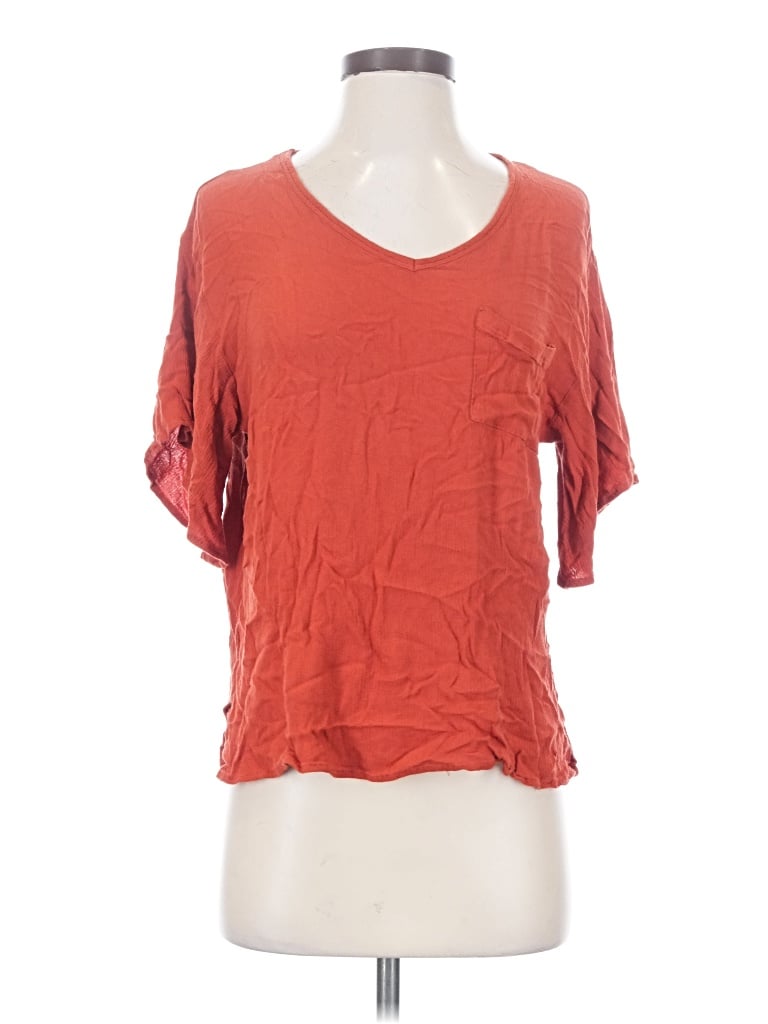 Pre-owned La Miel Short Sleeve Top Orange Scoop Neck Tops
