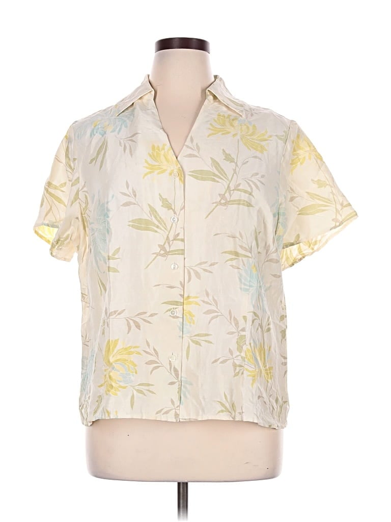 Pre-owned Kate Hill Short Sleeve Blouse In Ivory