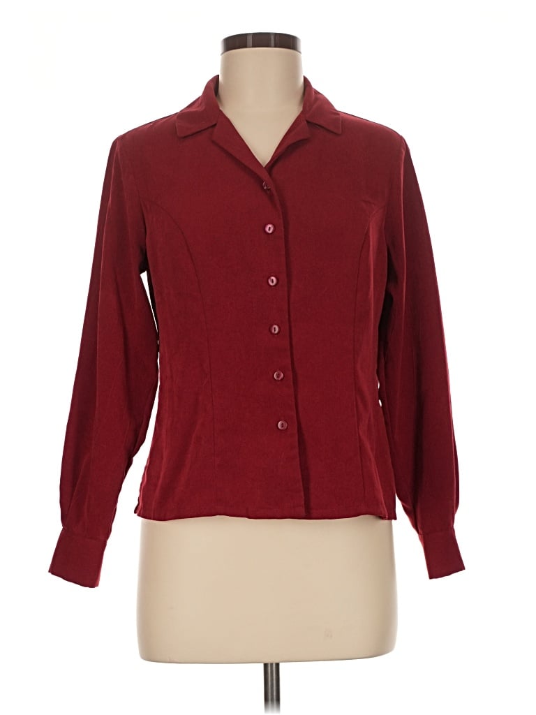 Pre-owned Laura Scott Long Sleeve Blouse In Burgundy