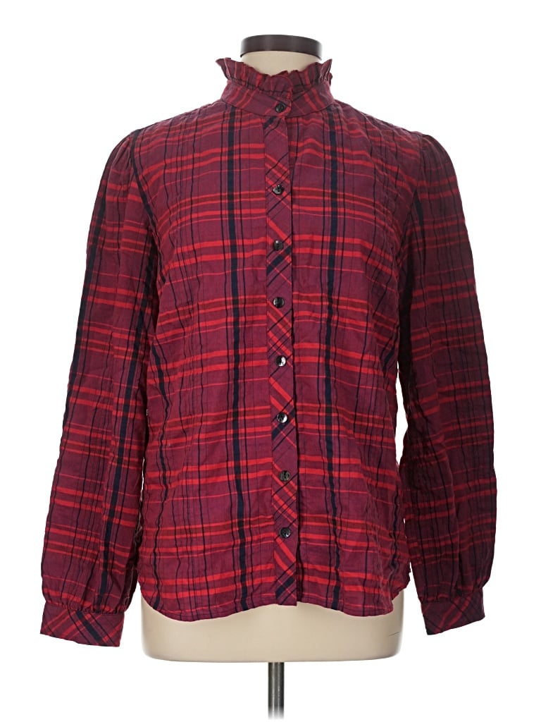 Pre-owned Finley Long Sleeve Blouse In Burgundy